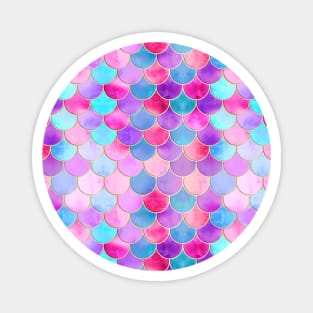 Aqua, Pink Purple & Gold Mermaid Scale Pattern Magnet